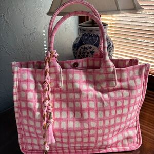 Vince Camuto Pink and White Canvas Tote NWOT